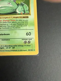Pokemon TCG Venusaur Base Set, Holo Shadowless Rare Card 15/102 Not Graded - Image 5