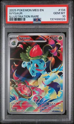 2025 Pokemon Mega Evolution Base #134 Illustration Rare Ivysaur PSA 10 Gem Mint - Image 1