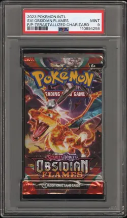 2023 Pokemon S&V Obsidian Flames Booster Pack Charizard Art PSA 9 Mint - Image 1