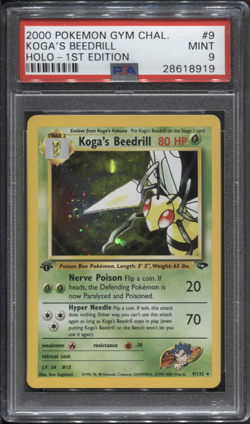 PSA 9 1st Edition Gym Challenge Koga's Beedrill 9/132 Holo Rare Pokemon TCG - Image 1