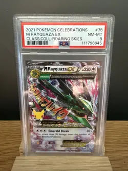 Pokemon M Rayquaza EX Celebrations Classic Coll. Roaring Skies Holo #76 PSA 8 - Image 1