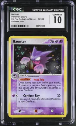 CGC 10 Haunter EX Fire Red & Leaf Green 34/112 Reverse Holo Pokemon Card - Image 1