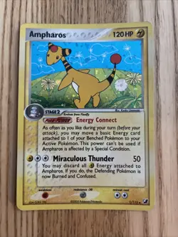 Pokemon TCG Ampharos EX Unseen Forces Holo Card 1/115 Rare LP Condition 2005 - Image 1