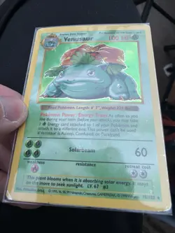 Pokemon TCG Venusaur Base Set, Holo Shadowless Rare Card 15/102 Ungraded - Image 2