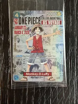 One Piece College Basketball US Voyage Promo Card - Monkey D. Luffy (SEALED) - Image 3