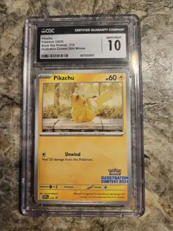 Pikachu Black Star Promo 214 Illustration Contest 2024 Pokemon CGC Gem Mint 10 - Image 1