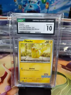 Pikachu Black Star Promo 214 Illustration Contest 2024 Pokemon CGC Gem Mint 10 - Image 1