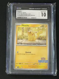 Pikachu Black Star Promo 214 Illustration Contest 2024 Pokemon CGC Gem Mint 10 - Image 1