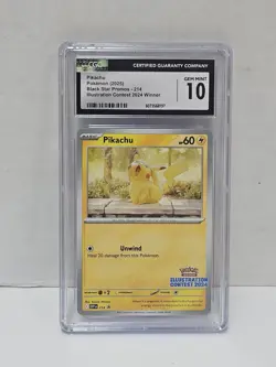 Pikachu Black Star Promo 214 Illustration Contest 2024 Pokemon CGC Gem Mint 10 - Image 1