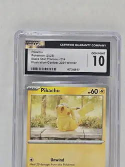 Pikachu Black Star Promo 214 Illustration Contest 2024 Pokemon CGC Gem Mint 10 - Image 3