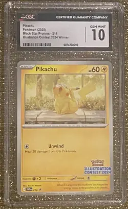 Pikachu Black Star Promo 214 Illustration Contest 2024 Pokemon CGC Gem Mint 10 - Image 2