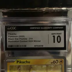Pikachu Black Star Promo 214 Illustration Contest 2024 Pokemon CGC Gem Mint 10 - Image 2