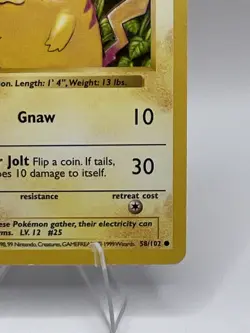 ⚡ Pokemon TCG Pikachu Shadowless Red Cheeks 58/102 Base Set 1999 ⚡ - Image 5