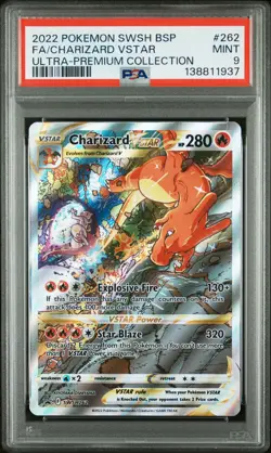 2022 POKEMON SWSH BLACK STAR PROMO #262 FULL ART/CHARIZARD VSTAR PSA 9 - Image 1