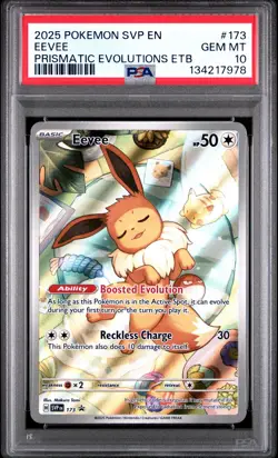 2025 POKEMON SVP EN-SV PRISMATIC EVOLUTIONS ETB PROMO #173 EEVEE PSA 10 - Image 1