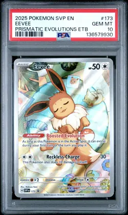 2025 POKEMON SVP EN-SV PRISMATIC EVOLUTIONS ETB PROMO #173 EEVEE PSA 10 - Image 1