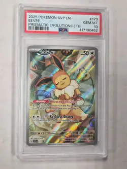 Pokemon 2025 SVP EN-SV Prismatic Evolutions ETB Promo #173 Eevee PSA 10 - Image 1