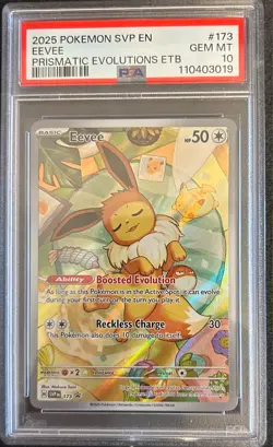 PSA 10 EVEE 2025 POKEMON SVP EN-SV PRISMATIC EVOLUTIONS ETB PROMO #173 EEVEE - Image 1