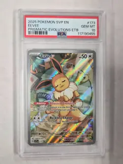 Pokemon 2025 SVP EN-SV Prismatic Evolutions ETB Promo #173 Eevee PSA 10 # 1 - Image 1