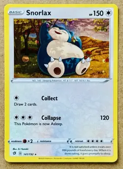 2020 POKEMON REBEL CLASH TCG SNORLAX COSMOS HOLO 141/192 NM+ - Image 1