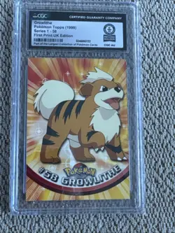 Pokemon Topps Growlithe #58. 1999 - First UK Print Edition Guinness World Record - Image 1