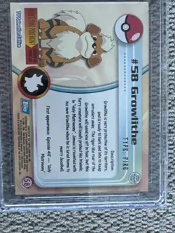 Pokemon Topps Growlithe #58. 1999 - First UK Print Edition Guinness World Record - Image 3
