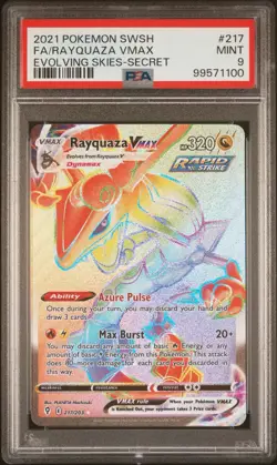 Pokemon Rayquaza VMAX Evolving Skies Secret Rare Full Art #217 PSA 9 Mint - Image 1