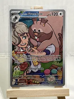 Pokemon TCG Arven's Greedent 205/182 Destined Rivals Illustration Rare NM EN - Image 1