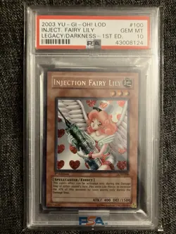 2003 Yugioh Injection Fairy Lily 1st Ed LOD-100 PSA 10 Gem Mint - Image 1