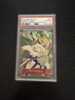 2024 ONE PIECE ENGLISH VERSION 1ST ANNIVERSARY SET #025 RORONOA ZORO PSA 10 - Image 1