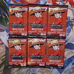 Lot Of 6 One Piece TCG OP13 Carrying On His Will Booster ENGLISH New From Bandai - Image 1