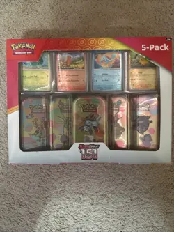 SCARLET AND VIOLET 151 Pokemon (5 Pack) Mini Tins w/4 Promo Costco Bundle Sealed - Image 1