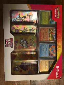 Pokemon 151 Scarlet And Violet 5 Pack Costco Trading Card Game Mini Tin Bundle - Image 1
