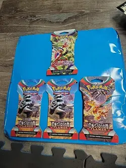 Lot of 4 Booster packs Pokemon... 1 Scarlet and Violet Base + 3 Obsidian Flames - Image 1