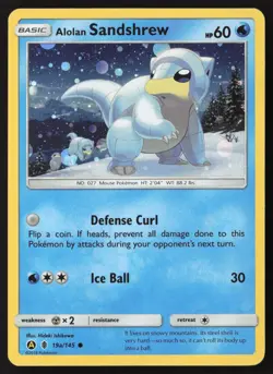 Alolan Sandshrew Alt Holo 19a/145 Pokemon Guardians Rising - Image 1