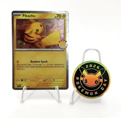 Pikachu 051/162 - Pokemon Day 2026 30th Anniversary Stamped Promo TCG Cosmo Holo - Image 1