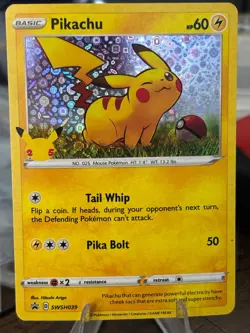 Pokemon TCG Pikachu SWSH039 Sword & Shield Holo Black Star Promo Card - Image 1