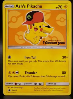 Pokemon TCG Ash's Pikachu SM110 Black Star Promo 2017 Black - Image 1