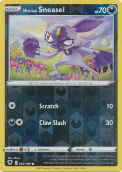 Hisuian Sneasel - 092/189 Astral Radiance Reverse Holo Common Pokemon - NM/MINT - Image 1