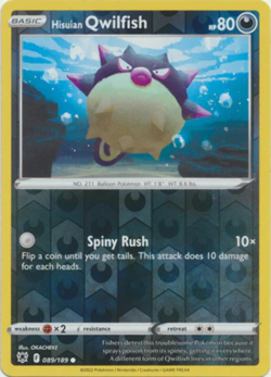 Hisuian Qwilfish - 089/189 Astral Radiance Reverse Holo Common Pokemon - NM/MINT - Image 1