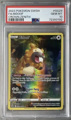 Pokemon PSA 10 Gem Mint Bidoof Full Art Crown Zenith GG29/GG70 - Image 1