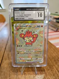 Simisear VSTAR GG37/GG70 Pokemon Crown Zenith Collectible Card CGC 10 - Image 1