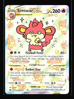 Simisear VSTAR Crown Zenith GG37/GG70 Full Art Ultra Rare Pokemon Card T4-297 - Image 1