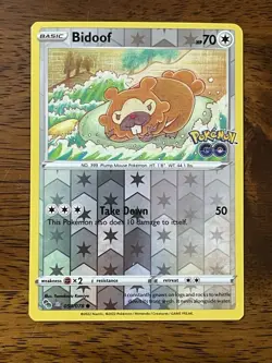 Bidoof 059/078 Peelable Ditto Reverse Holo Pokemon GO Pokemon TCG Card NM - Image 1