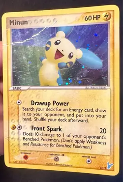 Minun 6/12 2006 EX Trainer Kit Promo Pokemon Card TCG Exclusive Cosmos Holo - Hp - Image 2