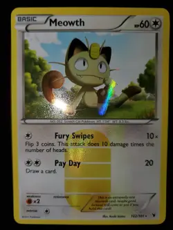 Meowth 102/101 Holo Secret Rare Pokemon TCG BW Noble Victories Near Mint NM - Image 2