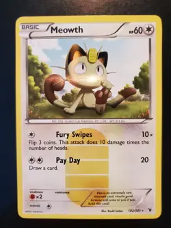 Meowth 102/101 Holo Secret Rare Pokemon TCG BW Noble Victories Near Mint NM - Image 3