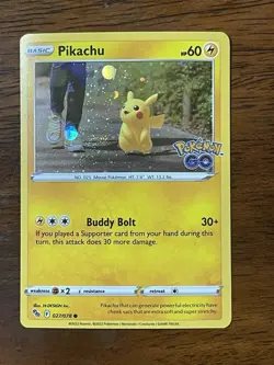Pokemon TCG Pikachu 027/078 Cosmos Holo Pokemon GO SWIRL - Image 1