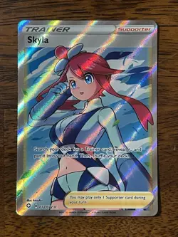 Skyla Ultra Rare Full Art 072/072 Pokemon Sword & Shield Shining Fates Holo - Image 1