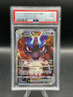 2023 POKEMON SWSH BLACK STAR PROMO #291 FULL ART/LUCARIO VSTAR PSA 9 - Image 1